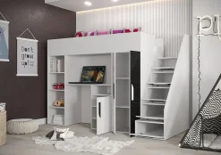 PARTY 14 Lit superposé 247/165/120 (blanc/blanc/turquoise)