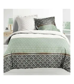 PARURE 3 P. 240 x 220 CM PERCALE IMP. 78 FILS ALLOVER BELOR - 220x240cm - Vert kaki