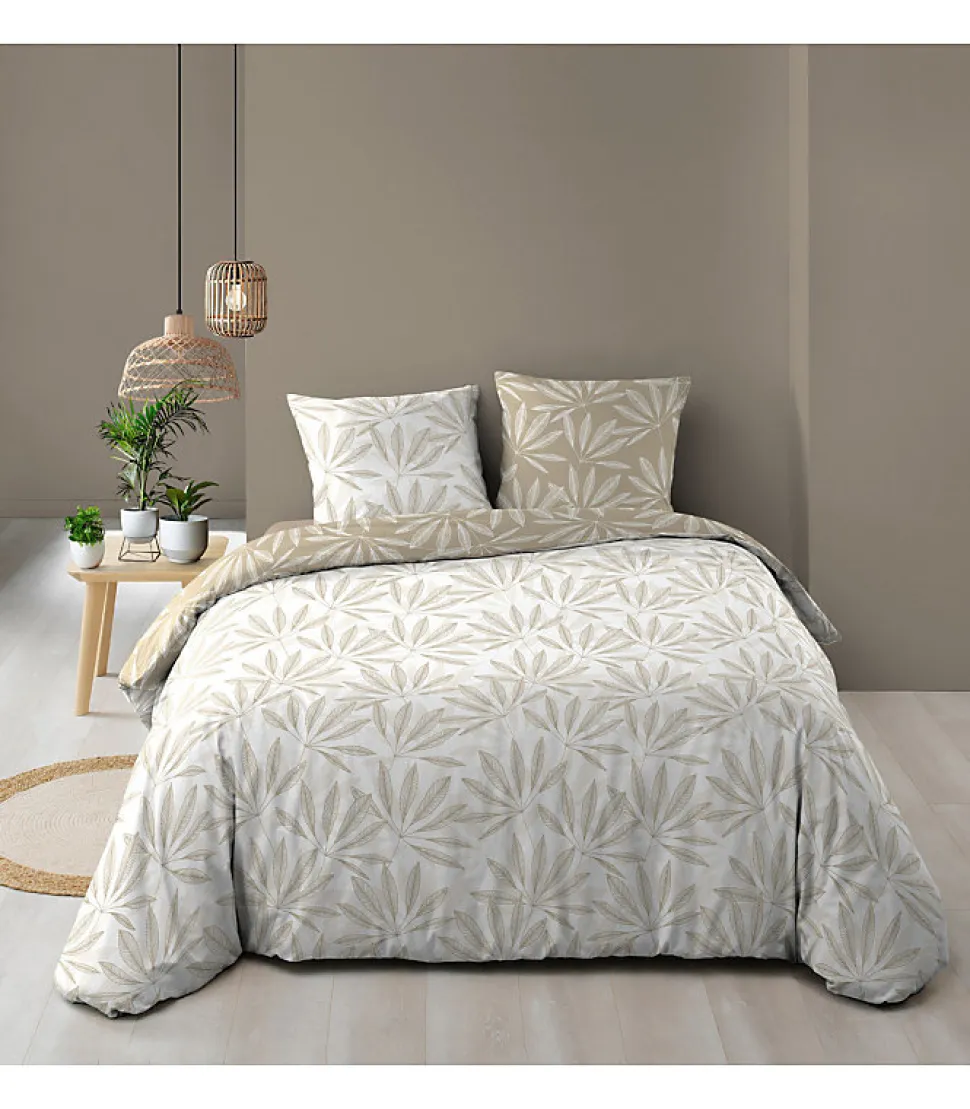 Parure 3 pièces 220x240cm 57 fils réversible "Malia" - 220x240cm - Blanc