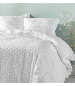 Parure 3 pièces 220x240cm gaufré blanc - 220x240cm - Blanc