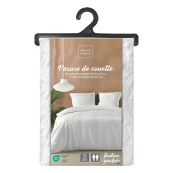 Parure 3 pièces 220x240cm gaufré blanc - 220x240cm - Blanc