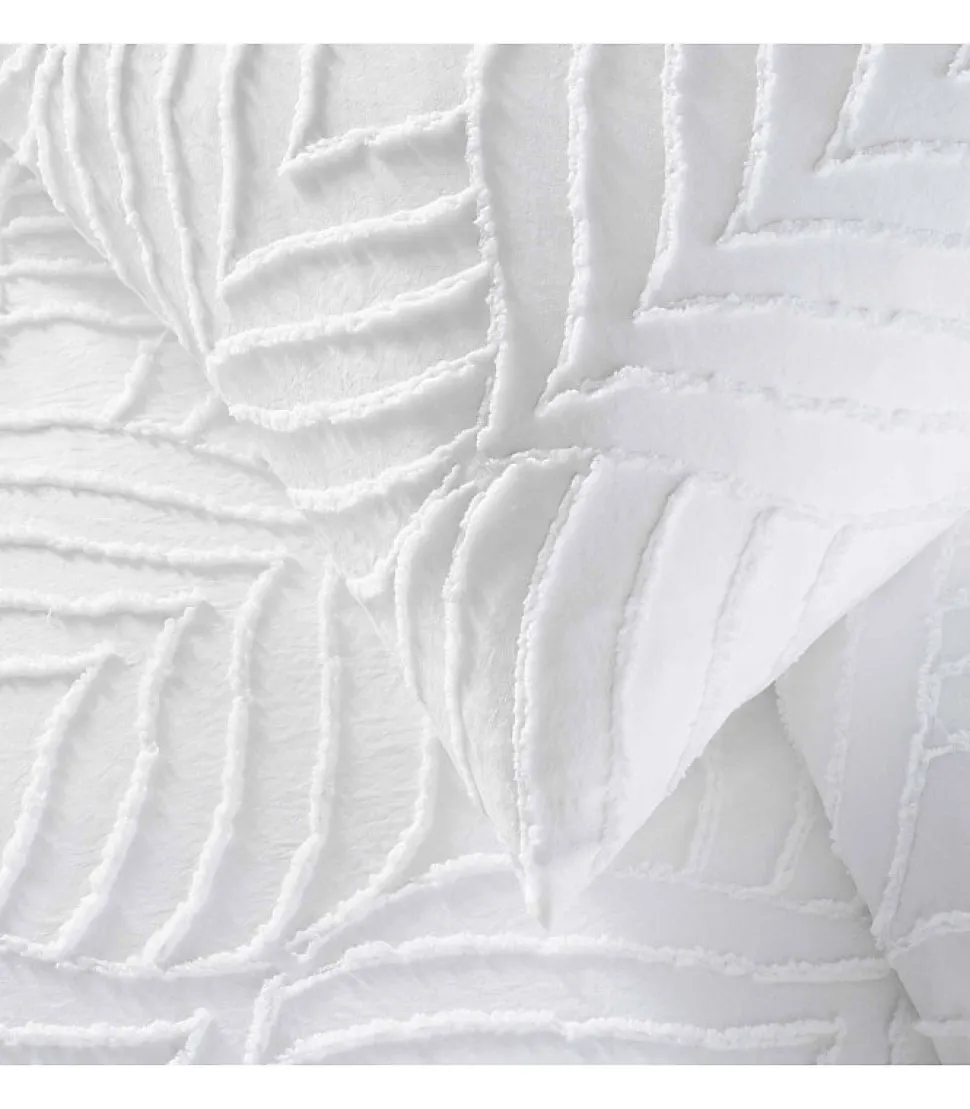 Parure 3 pièces 240x260cm tufté blanc - 240x260cm - Blanc