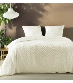 Parure 3 pièces 240x260cm tufté ivoire - 240x260cm - Ivoire