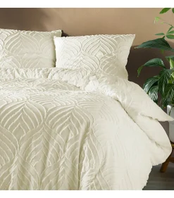 Parure 3 pièces 240x260cm tufté ivoire - 240x260cm - Ivoire