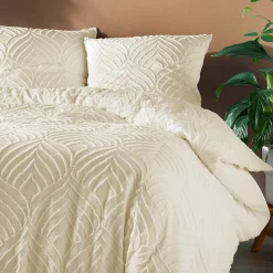 Parure 3 pièces 240x260cm tufté ivoire - 240x260cm - Ivoire