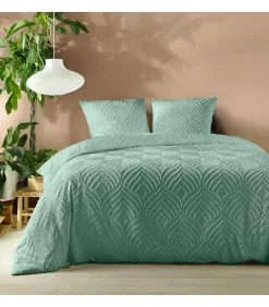 Parure 3 pièces 240x260cm tufté sauge - 240x260cm - Vert sauge