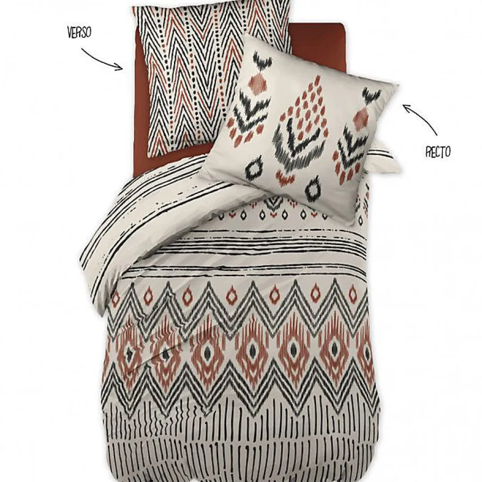 Parure de couette 140 x 200 "Minots" Réversible 100% Coton / 57 Fils/cm² - Ethnic