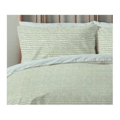 Parure de couette "Arri" toutes dimensions 100% Coton / 57 Fils/cm² - Arri Sauge - Parure de couette 240 x 220 cm + 2 Taies d'orei