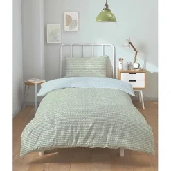 Parure de couette "Arri" toutes dimensions 100% Coton / 57 Fils/cm² - Arri Sauge - Parure de couette 140 x 200 cm + 1 Taie d'oreil