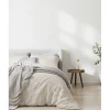 Parure de couette "Drift" pur coton teint lavé 57 fils/cm² toutes dimensions - Ecru - Parure de couette 260 x 240 cm + 2 Taies d'o