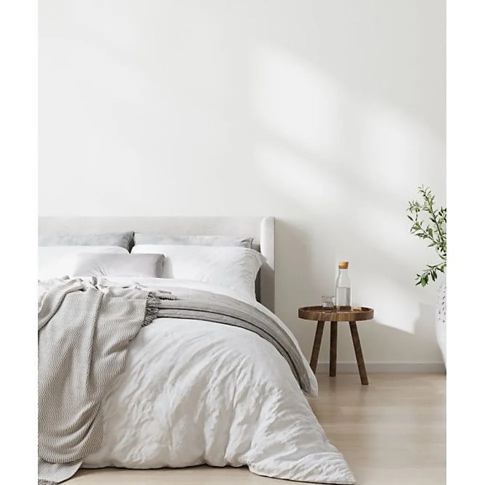Parure de couette "Drift" pur coton teint lavé 57 fils/cm² toutes dimensions - Blanc - Parure de couette 260 x 240 cm + 2 Taies d'