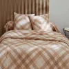 Parure de couette en flanelle au look graphique (260x240 cm - Beige foncé)