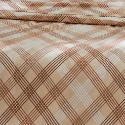 Parure de couette en flanelle au look graphique (260x240 cm - Beige foncé)