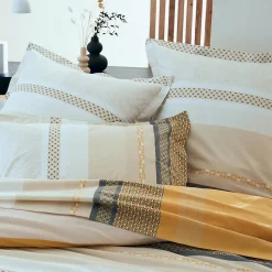 Parure de couette en percale de coton au style ethnique chic (140x200cm - Jaune)