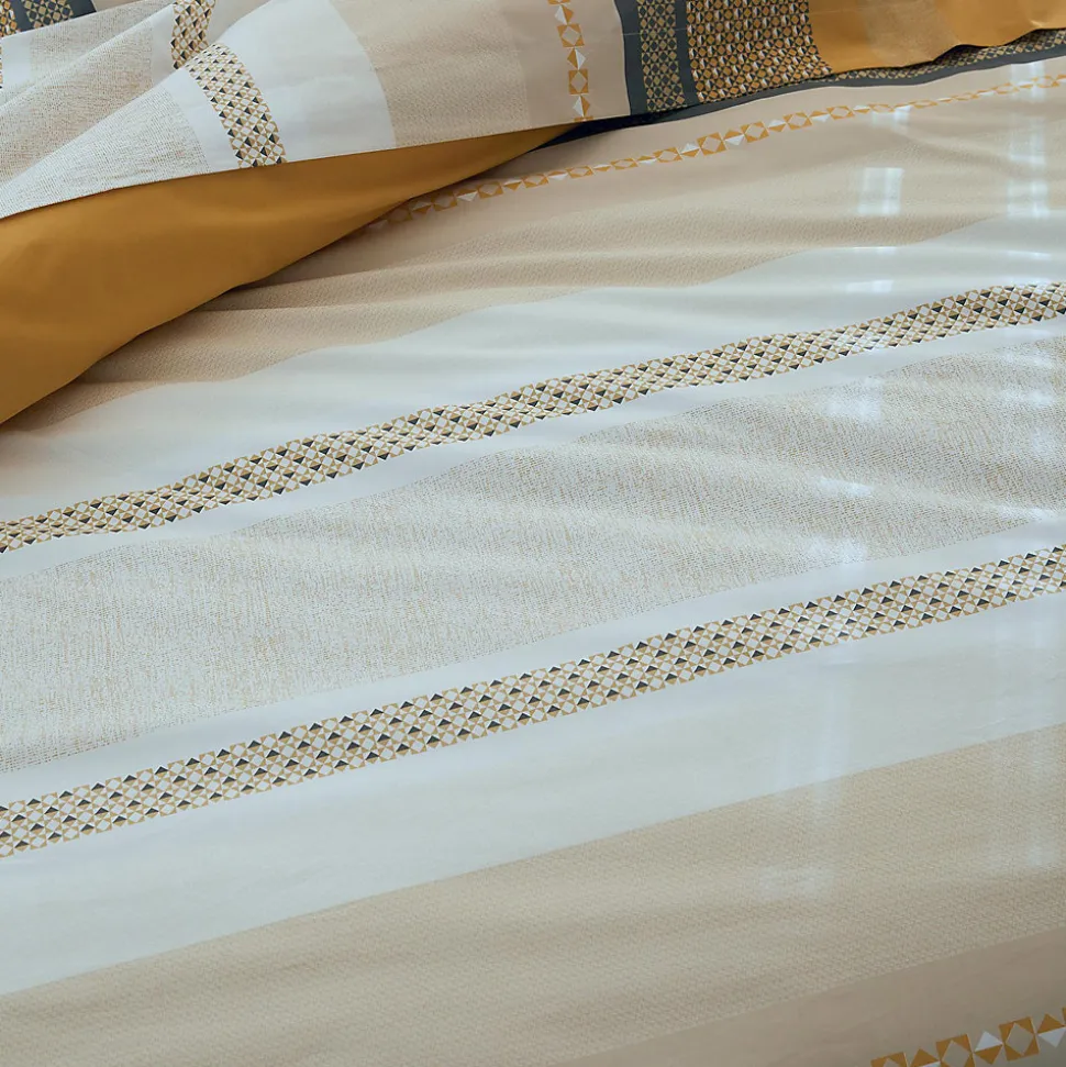 Parure de couette en percale de coton au style ethnique chic (140x200cm - Jaune)