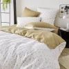 Parure de couette en percale de coton au style géométrique (140x200 cm - Beige)
