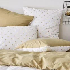 Parure de couette en percale de coton au style géométrique (140x200 cm - Beige)