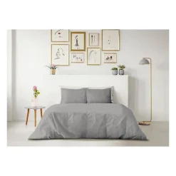PARURE DE COUETTE LOVELY HOME - 240x260 cm - 100% COTON - GRIS CLAIR