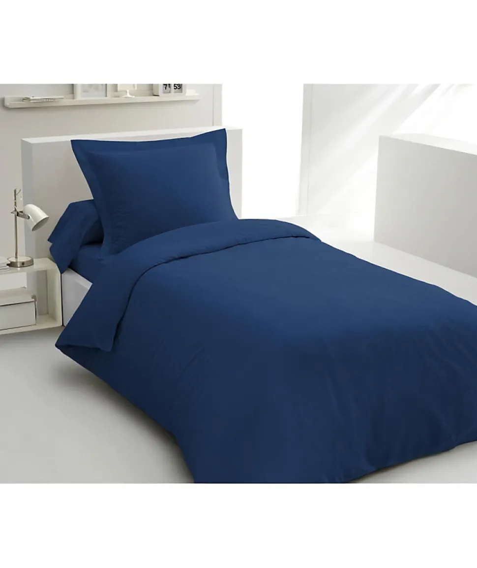 PARURE DE COUETTE LOVELY HOME - 140x200 cm - 100% COTON - BLEU