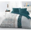 Parure de couette Microfibre ETHNO 220x240cm et 2 taies d'oreillers 63x63cm Bleu Canard
