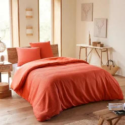 Parure de couette "Nid d'abeille" 260 x 240 pour lit 2 Places "King Size" 160 à 180 cm - Nid d'abeille Terracotta