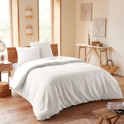 Parure de couette "Nid d'abeille" 260 x 240 pour lit 2 Places "King Size" 160 à 180 cm - Nid d'abeille Neige
