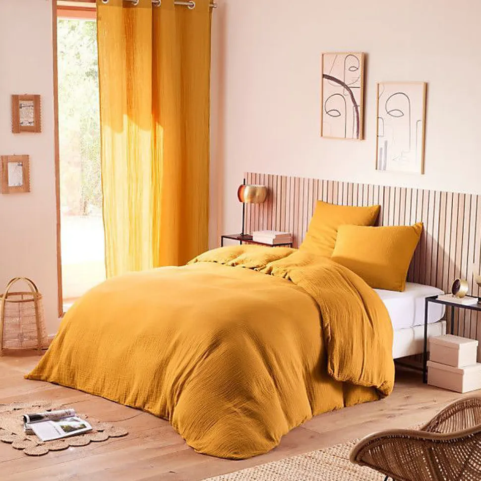 Parure de couette "Noah" Gaze de Coton 240 x 220 pour lit 2 Places 140 à 160 cm - Noah Curry