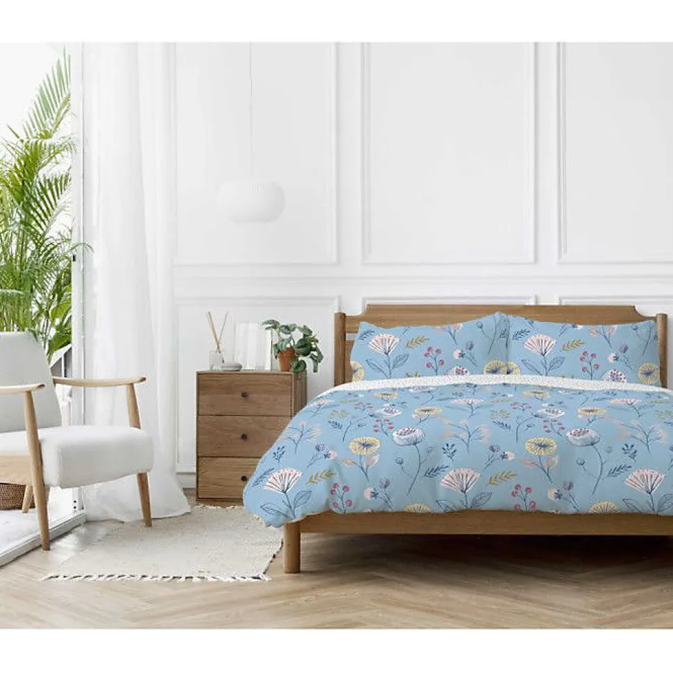 Parure de couette "Olia" toutes dimensions 100% Coton / 57 Fils/cm² - Olia Bleu - Parure de couette 200 x 200 cm + 2 Taies d'oreil