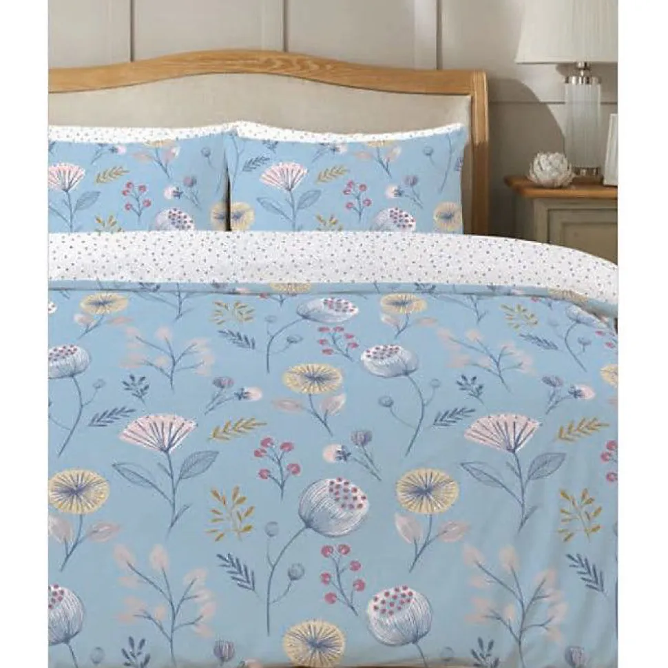 Parure de couette "Olia" toutes dimensions 100% Coton / 57 Fils/cm² - Olia Bleu - Parure de couette 200 x 200 cm + 2 Taies d'oreil