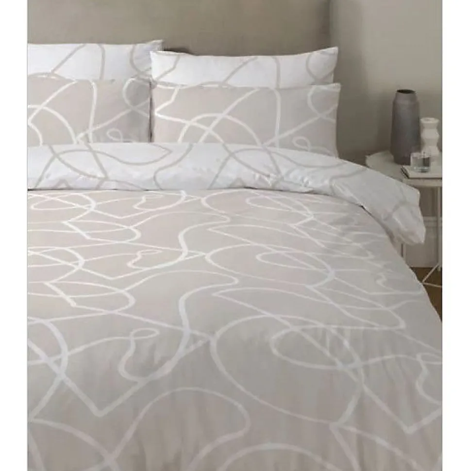 Parure de couette "Pablo" toutes dimensions 100% Coton / 57 Fils/cm² - Pablo Latte - Parure de couette 200 x 200 cm + 2 Taies d'or