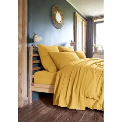 Parure de draps 4 pièces & 5 pièces "Gaïa" Gaze de Coton - Gaïa Safran - Parure de draps 4 pièces (1 Drap plat 240 x 300 + 1 Drap