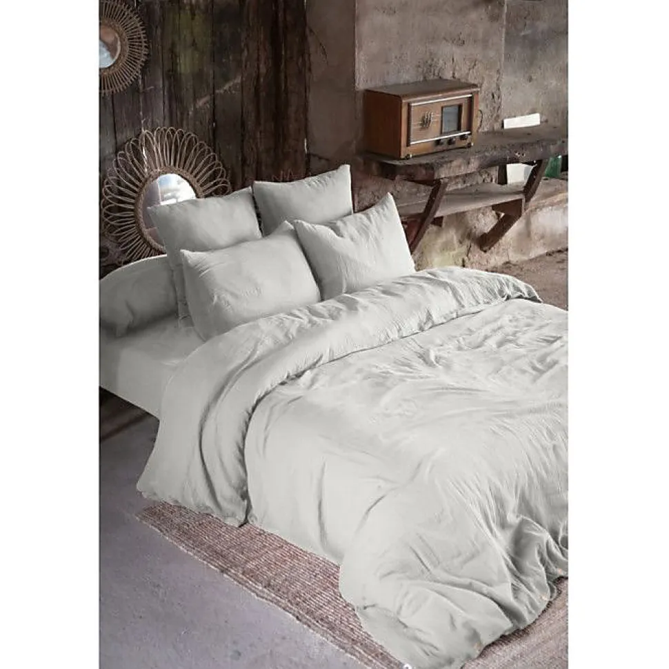 Parure de draps 4 pièces & 5 pièces "Gaïa" Gaze de Coton - Gaïa Nuage - Parure de draps 5 pièces (1 Drap plat 270 x 300 + 1 Drap h
