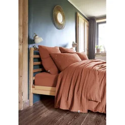 Parure de draps 4 pièces & 5 pièces "Gaïa" Gaze de Coton - Gaïa Terracotta - Parure de draps 5 pièces (1 Drap plat 240 x 300 + 1 D