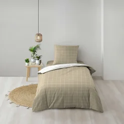 Parure de Lit 100% Coton Cadria Naturel Certifiée OekoTEX 200 x 140 cm