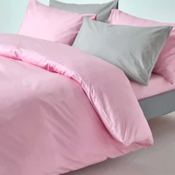 Parure de lit 100% coton égyptien 200 fils rose, 230x220cm - HOMESCAPES