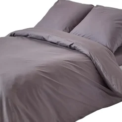 Parure de lit 100% coton égyptien 200 fils gris foncé, 155x220cm - HOMESCAPES