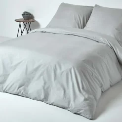 Parure de lit 100% coton égyptien 200 fils gris acier, 240x220cm - HOMESCAPES