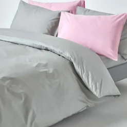 Parure de lit 100% coton égyptien 200 fils gris acier, 240x220cm - HOMESCAPES