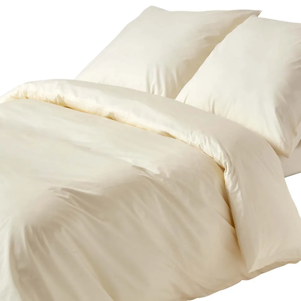 Parure de lit 100% coton égyptien 200 fils ivoire, 155x220cm - HOMESCAPES