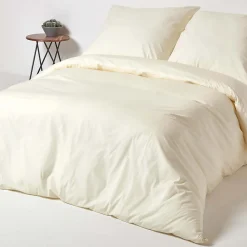 Parure de lit 100% coton égyptien 200 fils ivoire, 155x220cm - HOMESCAPES