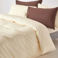 Parure de lit 100% coton égyptien 200 fils ivoire, 240x220cm - HOMESCAPES