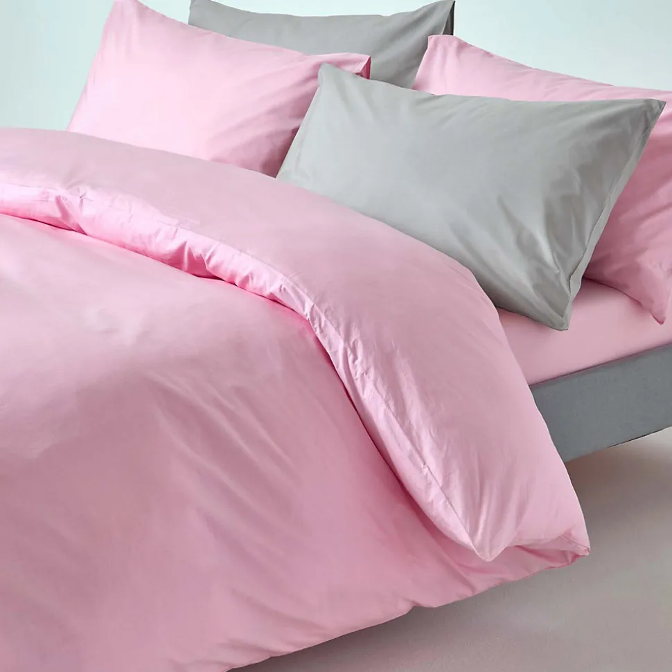 Parure de lit 100% coton égyptien 200 fils rose, 200x200cm - HOMESCAPES