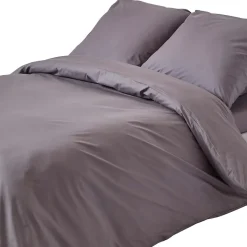 Parure de lit 100% coton égyptien 200 fils gris foncé, 240x220cm - HOMESCAPES