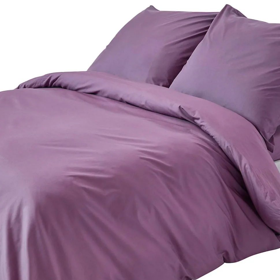 Parure de lit 100% coton égyptien 200 fils violet, 155x220cm - HOMESCAPES