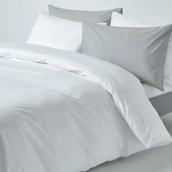 Parure de lit 100% coton égyptien 200 fils blanc, 135x200cm - HOMESCAPES