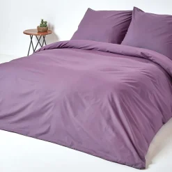 Parure de lit 100% coton égyptien 200 fils violet, 240x220cm - HOMESCAPES