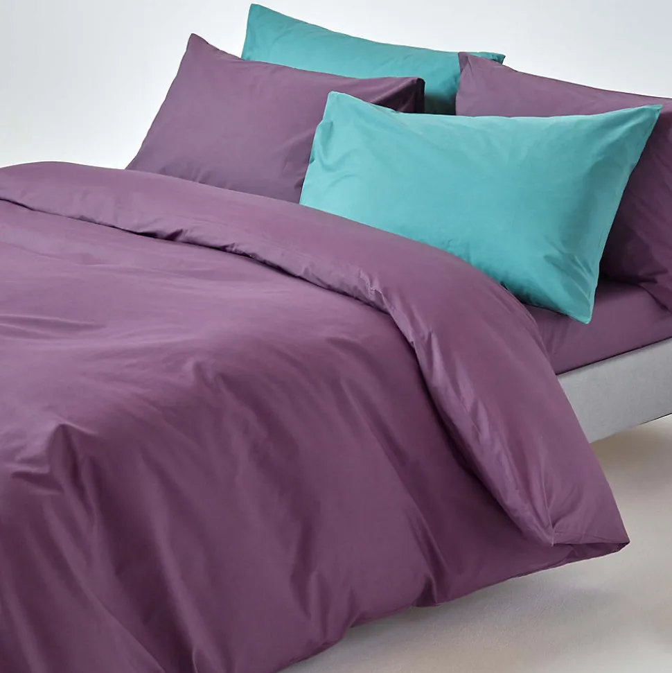 Parure de lit 100% coton égyptien 200 fils violet, 260x220cm - HOMESCAPES