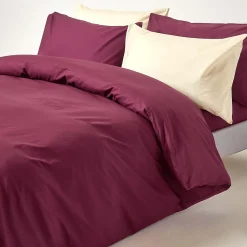 Parure de lit 100% coton égyptien 200 fils bordeaux, 260x220cm - HOMESCAPES