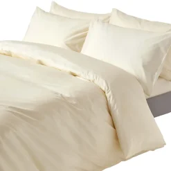 Parure de lit 100% coton égyptien 200 fils ivoire, 230x220cm - HOMESCAPES