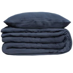 Parure de lit - gaze de coton - bleu gris - 240x220 cm - Atmosphera